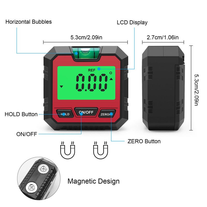 Digital Electronic Level and Angle Gauge, Angle Finder with Bubble