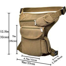 FiveloveTwo - Riñonera multiusos pequeña para pierna, de lona, para deportes, camping, senderismo, motocicleta, carreras, color caqui