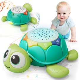 Lehoo Castle Baby Crawling Toy from 3 6 9 Months, Turtles Baby Toy with Music and Projector, Early Childhood Learning Toy, Educational for 1 Year, Newborn Toy Gift