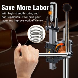 CXRCY Leather Hole Puncher & Press Machine, Manual Hole Punch Set for Leatherworking DIY Craft Leather Hole Punching,Setting Rivets,Button Snaps with 13pcs Punches, PP & Aluminum Plate