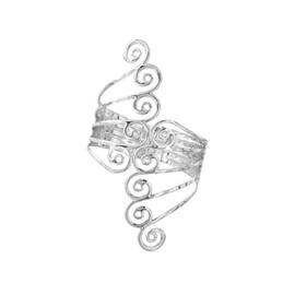 Yocoyee Upper Arm Bracelet Band Cuff Bangle Coil Bracelet butterfly flower Gold Armband Boho Jewelry for Women-Wings Silver