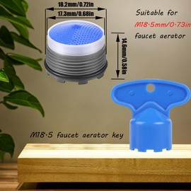 4PCS Faucet Aerator and 1PCS Faucet Aerator Key, 18.5mm Water Saving Flow Restrictor Set Replacement Parts for Kitchen High Speed Bathroom Sink Aerator (1.5GPM)