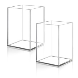 Mgood Pack of 2 Acrylic Pen Holders, Clear Brush Holder Pen Organiser, Multifunctional Pen Holder Desk for Office Supplies, Stationery, Cosmetics, 7 x 7 x 10 cm