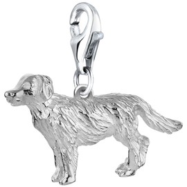 Nenalina Golden Retriever 713170-000 Carabiner Charm Pendant for Charm Bracelet 925 Sterling Silver, Sterling Silver, No Gemstone
