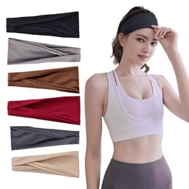 Sports Headbands for Women 6pcs,Yoga Workout Headbands Non Slip Yoga Headbands for Women‘s Hair Sport Hair Bands Cloth Headbands Stretchy Hair Band Summer Hair Accessories Elastic Hair Bands(A)