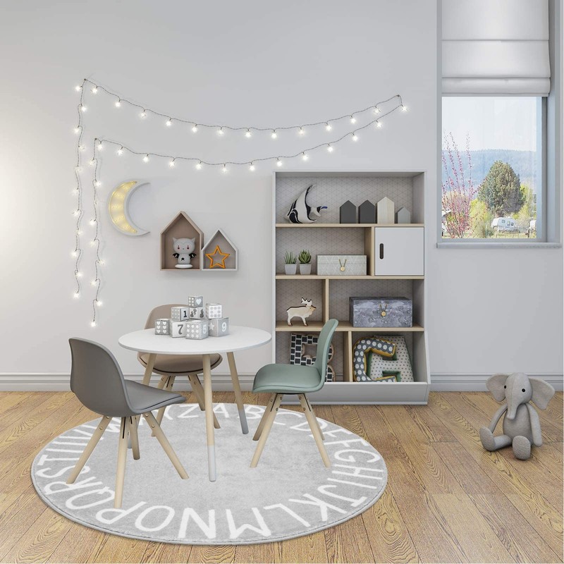 Topotdor Round Kids Play Rug Alphabet Nursery Area Rug Extra