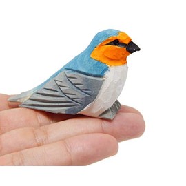 Barn Swallow Bird Figurine Home Decoration Art Statue Blue Miniature Wooden Carved Small Animal