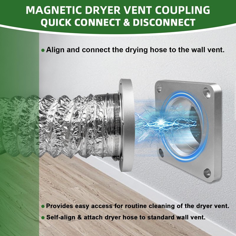 Magnetic Dryer Vent Coupling Connector Kit 4 Inch Airtight Seal