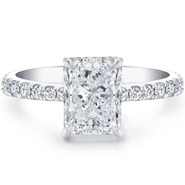 Bo.Dream Radiant Cut 1.5ct Cubic Zirconia Engagement Rings for Women Platinum Plated Sterling Silver Size 6