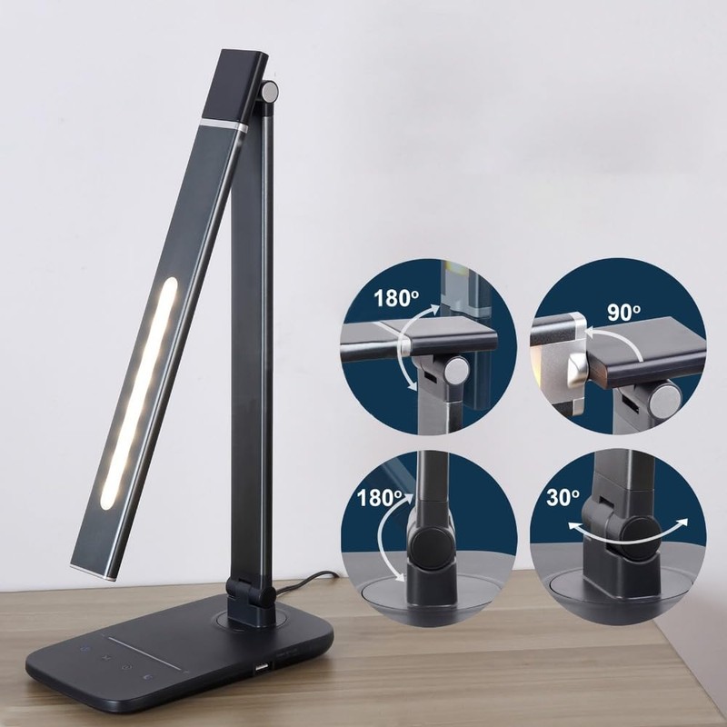 PALANJA Foldable LED Desk Lamp with Timer, Adjustable Arm, Touch