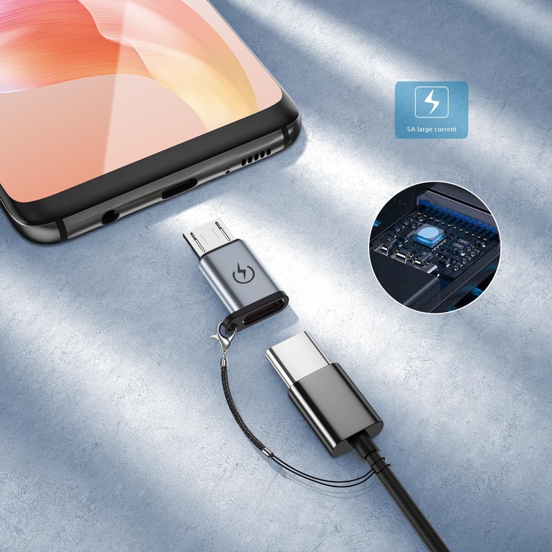 USB C to Micro USB Adapter (4-Pack), USB C Female