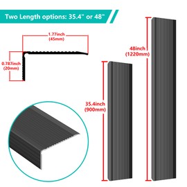 Bikykose 10pcs 17.7 * 7.9" Matte Black Aluminum Peel and Stick Stair Nosing, Anti-Slip Edge Protector for Indoor & Outdoor Stairs, Waterproof Self-Adhesive Stair Molding Trim