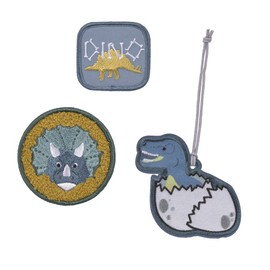 LÄSSIG Pendant and patches set (3 pieces) with press stud, school patches set, Jurassic, Patches and tags for backpacks and school bags