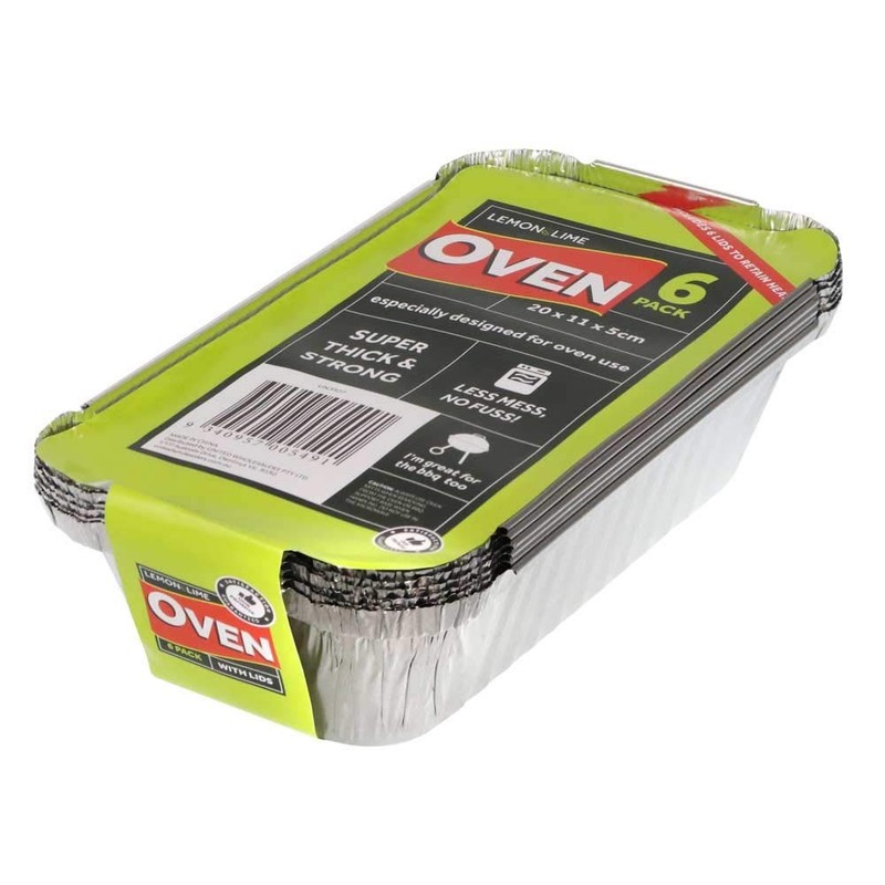 20X Small Foil Food Container Tray and Lid Roasting BBQ