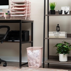 Mind Reader Mesh Trash Can, Waste Paper Basket, Square, Office, Metal Mesh, 9.75" L x 9.75" W x 12.25" H, Set of 2, Pink