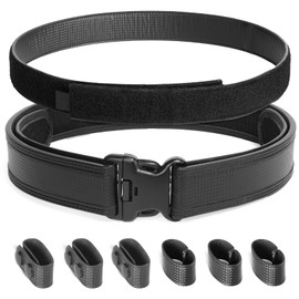 VISMIX Leather Duty Belt Police 2" Hook Lining Basketweave Leather Duty Belts Law Enforcement w/1.5" Loop Inner Belt with Buckle and 6 Belt Keepers for Law Enforcement Officers（20-33"）
