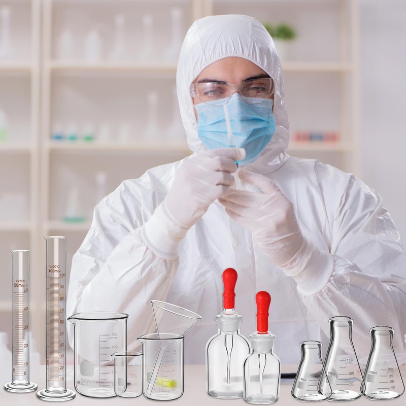 Saysurey 31 Pcs Lab Glassware Set Include Measuring Beakers Cylinders