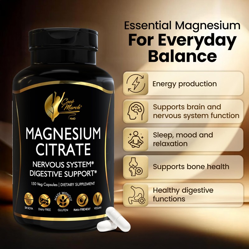 Cocó March N.M.D Magnesium Citrate 500mg per Serving, Gluten Free,