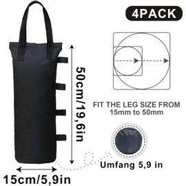 Gewichte für Pavillon,Pavillon Sandsäcke, Wiederverwendbar, Befüllbar, Wird für Faltpavillons, Pavillons, Zelte usw. verwendet,800D Oxford Zelt-Sandsack, 4 Stück