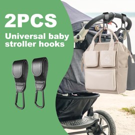 Stroller Hooks for Bags 2 Pack, Heavy Duty Stroller Clips with One-Hand Opening, Non-Slip Hooks for Diaper Bags & Shopping, Fits Strollers, Wheelchairs, Carts (11+ lbs Capacity)
