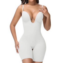 SHAPSHE Backless U Plunge Strapless Shapewear Tummy Control Butt Lifter Compression Bodysuit for Women Low Back Body Suit