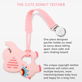MISSLILI Teething Toys for Babies 0-6 6-12 Months Baby Teethers with Clip Silicone Baby Teether Toys for Boys and Girls Infant Teething Relief for Teething Elephant Shape, Pink