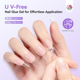 SAVILAND ADVANCED U V FREE NAIL GLUE GEEL: Press-On Gel Nail Glue Set of 2 30 Day Long Lasting Nail Gel Glue Set Strong Gel Glue Castor Oil & VE, For Pastel Nails, Quick Dry