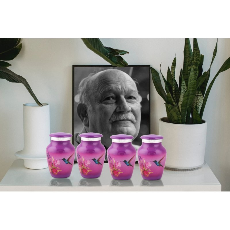 BOLD & DIVINE Small Purple Hummingbird Keepsake Urns | For