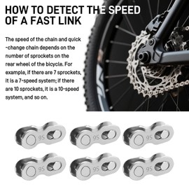 Ztolbriy 6 Pairs of Bicycle Chain Link 9-Speed, 6 Pairs Chain Fastener Bicycle for 9 Speed Bicycle Chain, Bicycle Chain Lock Quick Installation and Disassembly