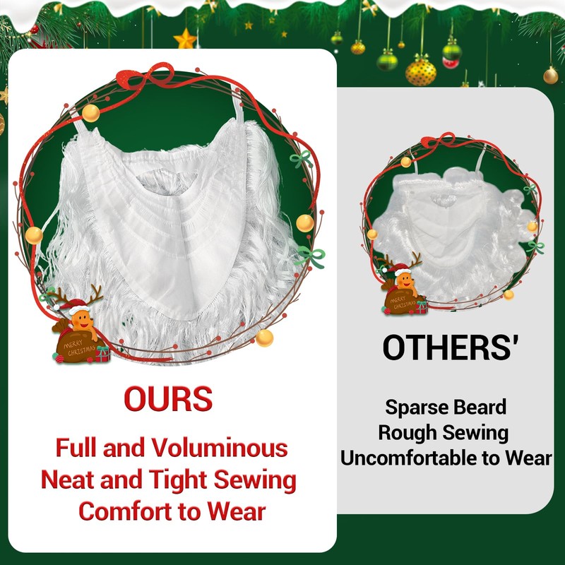 ROSAUI Santa Beard + Wig + Hat, Christmas Hat for