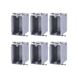 LEONLITE 22.5 Cubic Inch One Gang New Work Electrical Outlet Box, Ultra-deep Device Box, PVC Electrical Junction Box for Switch, GFCI, Step Light, ETL Listed, Gray, Pack of 6