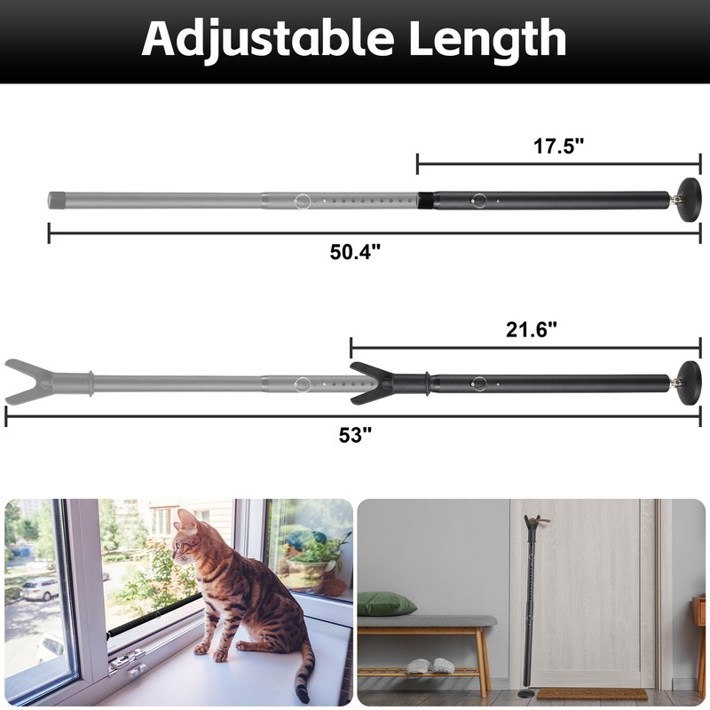 2-in-1 Door Stopper & Security Bar, Adjustable Door Jammer with