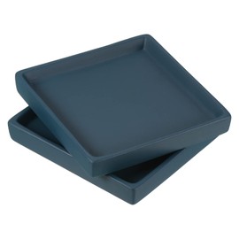PATIKIL Plant Pot Saucers 5 Inch, 2 Pack Ceramic Square Flower Drip Tray for Indoor Outdoor, Blue