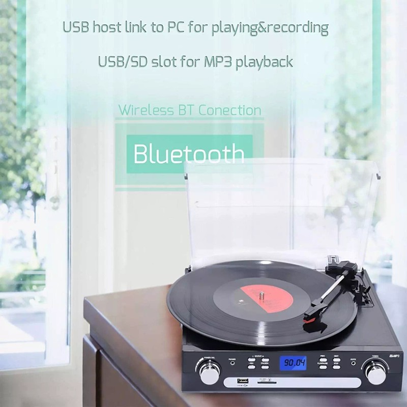 DIGITNOW Bluetooth Record Player with Stereo Speakers, Turntable for Vinyl