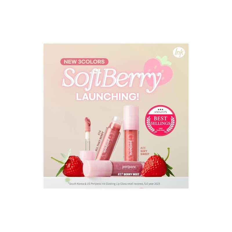 Peripera Brillo De Labios Ink Glasting, No Pegajoso, Brillo Intenso,