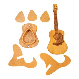 Sherum Strumbox, Sheremart Strumbox,2PCS Wooden Acoustic Guitar Pick Box with 6 PCS Guitar Pick, Wooden Acoustic Guitar Pick Box with Guitar Pick and Stand