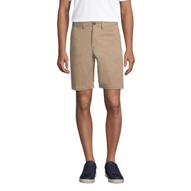 Lands' End Mens 9 Inch Comfort Waist Stretch Knockabout Chino Shorts Khaki Regular 34