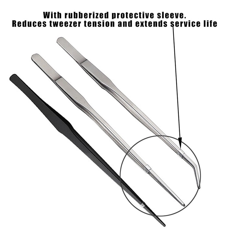 CRITTZOO 3Pcs Reptile Metal Feeding Tongs, Snake Tank Long Tweezers