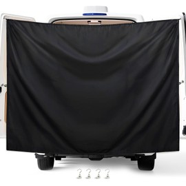 7.5 x 6 ft Black Large Adjustable Waterproof Car Tail Door Shower Curtain with Magnetic Hooks (4 Pieces) for Campers, Trucks and Vans, Double Layer Privacy Cover for Outdoor Use