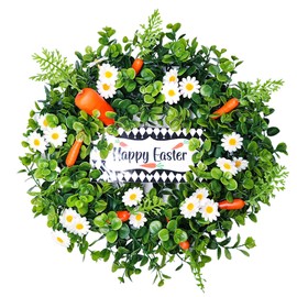 Easter Carrot Wreath Daisy Eucalyptus Wreath Indoor Outdoor Happy Easter Hanging Ornaments Home Front Door Party Decorations