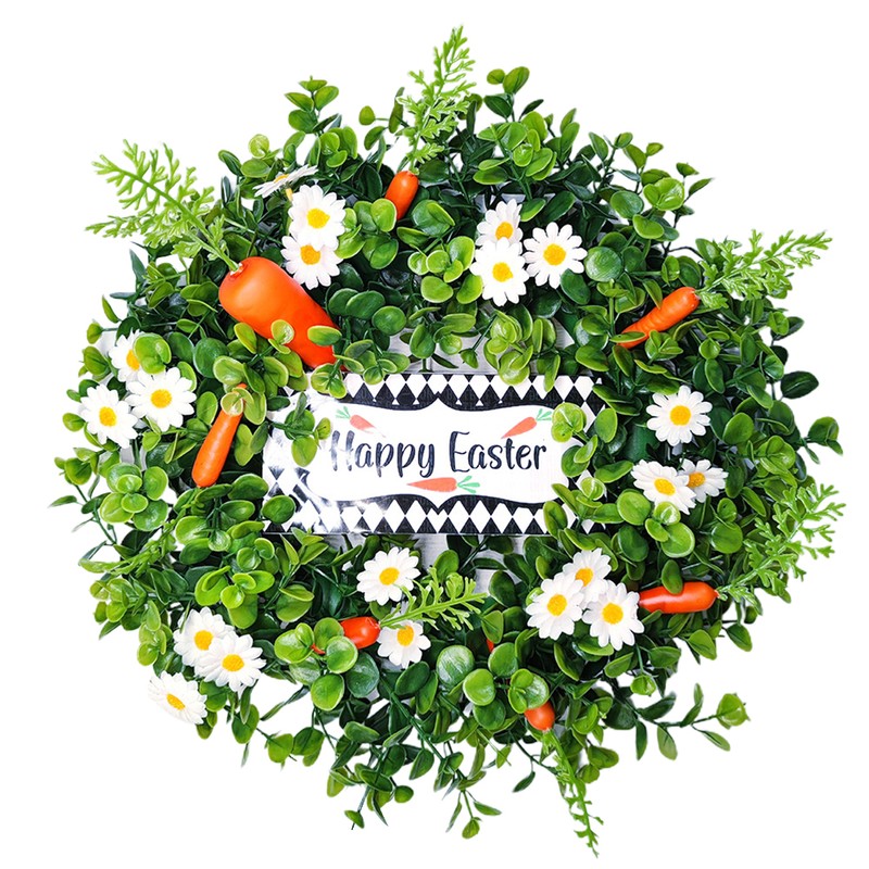 Easter Carrot Wreath Daisy Eucalyptus Wreath Indoor Outdoor Happy Easter