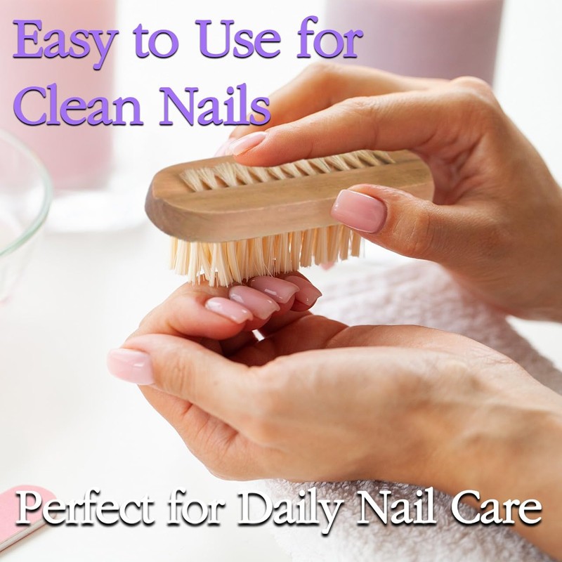 Nail Brush Set, 6Pcs Wooden Double-Sided Scrub Brushes with Nail