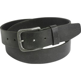 Harrys-Collection HC Men's Women's Leather Belt Buffalo Leather with Antique Silver Clasp 4 cm Vintage - black