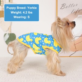 Dog Shirt Vest Dog Clothes for Small Dogs Boy Girl Stretchy Summer Puppy T-Shirts Soft Breathable Lightweight Puppy Sweatshirt Pet Cat Outfit (Blue Duck, Large)