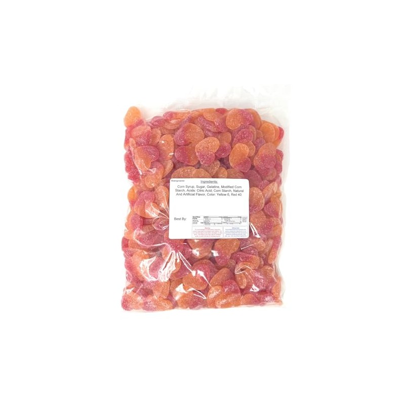 YANKEETRADERS Peach Gummy Hearts, 4 Pounds