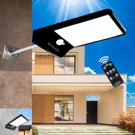 MASLED Solar Security Lights Outdoor Motion Sensor | Remote Control, IP65, 3 Intelligent Modes, Colour+Brightness Control, Wall+Pole Mount | Garden Lights, Outdoor Wall Lights etc (Black)