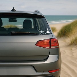 PrintAttack P025 MOIN Aufkleber Set C Nordsee & Ostsee Sticker fr Auto, Briefkasten, Tr, Koffer C Wetterfest C 3 Motive in Schwarz oder Wei? C Einzeln oder im 2er-Set (1 x Schwarz, V1 Leuchtturm)