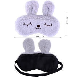 Ulbemoll Easter Rabbit Sleeping Mask, Soft Fluffy Plush Bunny Blindfold Funny Novelty Sleep Mask Eye Cover Eyeshade for Kids Girls Boys Women Night Nap Travel Meditation (Gray, Rabbit)