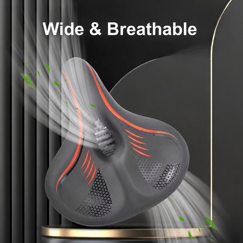 Oversized Wide Bike Seat with Shock Absorbing Balls, Waterproof PU