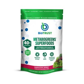BioTrust Metabo Greens Superfood Powder - Super Greens Powder, Fruit & Veggie Blend with Clinically Studied Spectra - Non GMO, Soy Free, Gluten Free, Dairy Free, Energizing Berry Flavor (30 Servings)